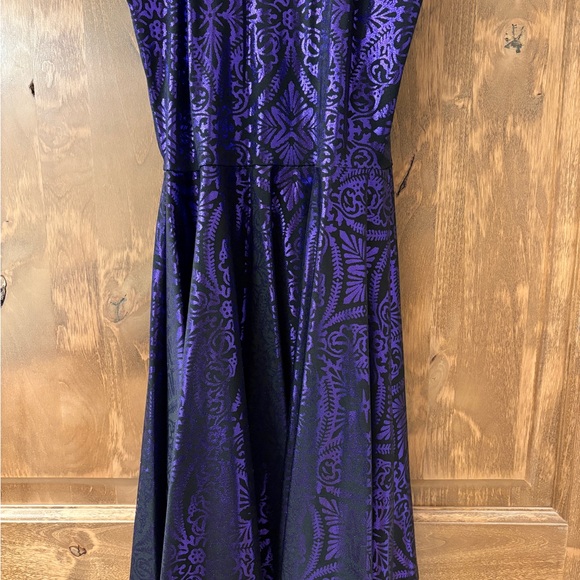 Blackmilk Reversible Geometric Floral Violet Skater Mini Dress - Picture 6 of 7